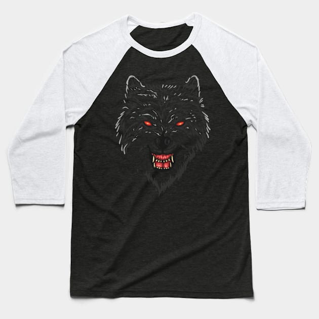 Wolf Werewolf With Red Eyes Baseball T-Shirt by Hariolf´s Mega Store